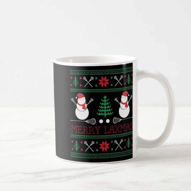 Taza De Café Christmas Lacrosse Lax Player Ugly Christmas Xmas  (Derecha)