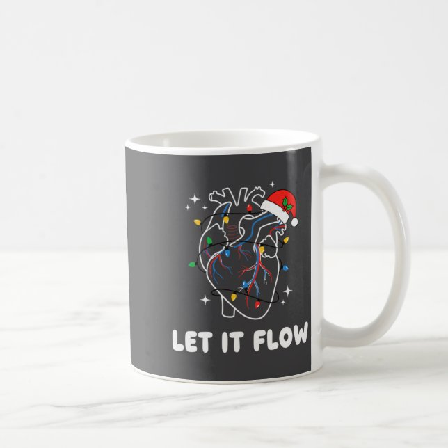 Taza De Café Christmas Let It Flow Cardiac Heart Funny Nurse Ho (Derecha)