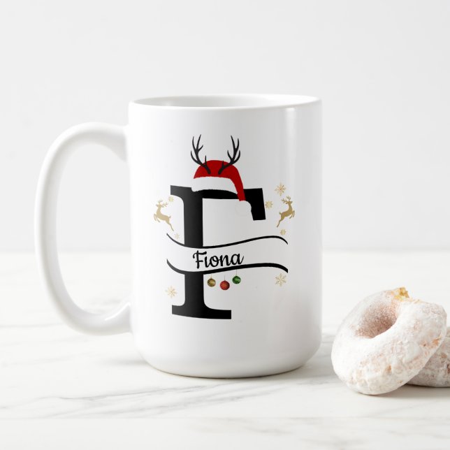 Taza De Café Christmas Letter F Alphabet  (Con donut)
