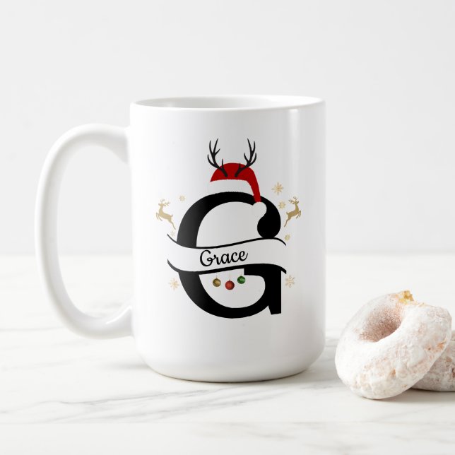 Taza De Café Christmas Letter G Alphabet  (Con donut)
