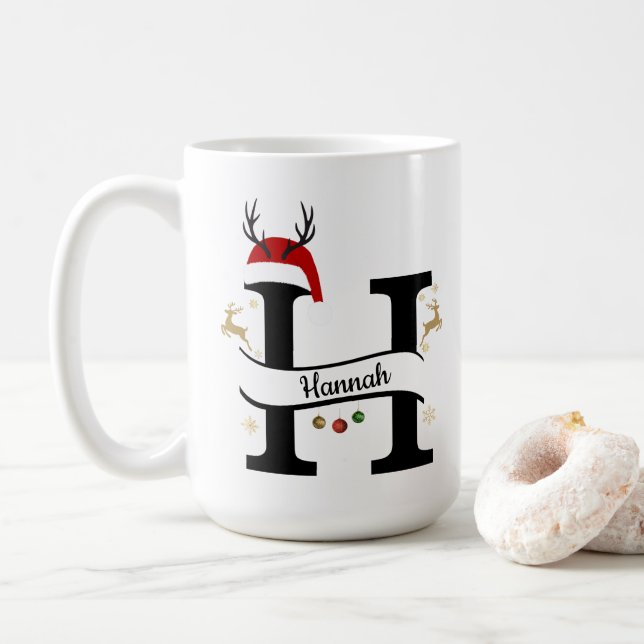 Taza De Café Christmas Letter H Alphabet  (Con donut)