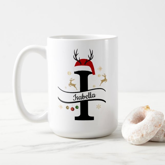 Taza De Café Christmas Letter I Alphabet  (Con donut)