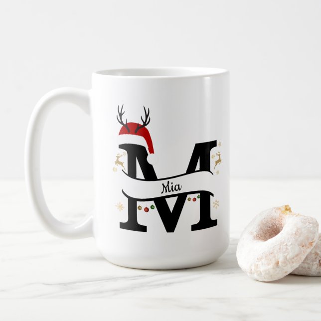 Taza De Café Christmas Letter M Alphabet  (Con donut)