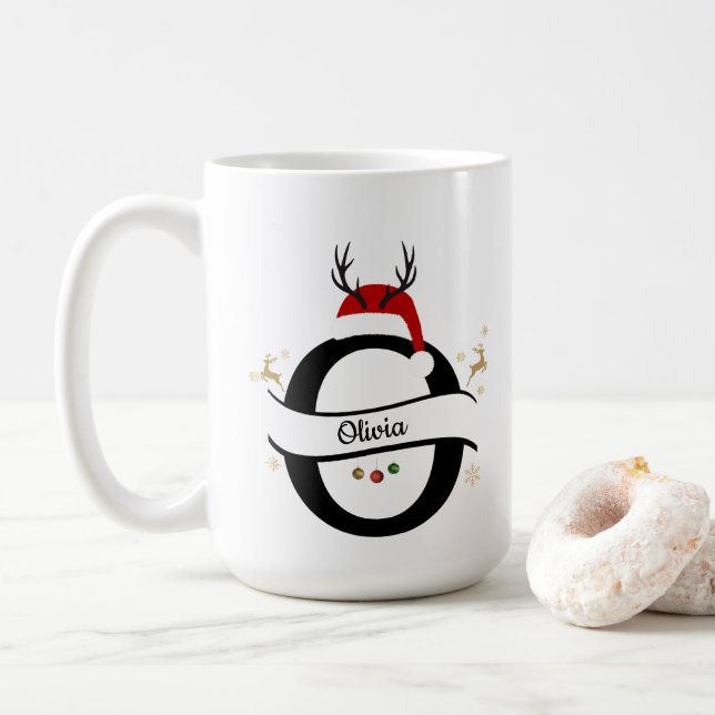 Taza De Café Christmas Letter O Alphabet  (Con donut)