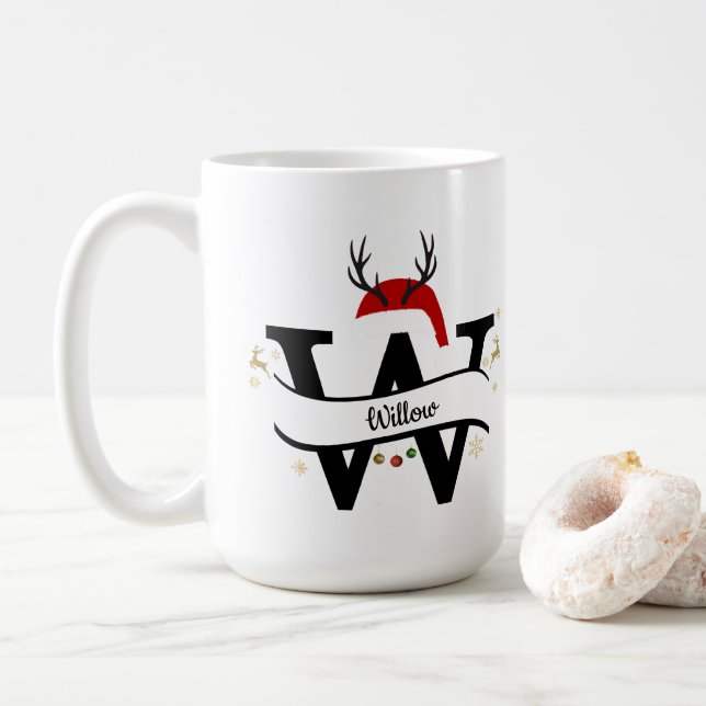Taza De Café Christmas Letter W Alphabet  (Con donut)