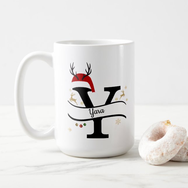 Taza De Café Christmas Letter Y Alphabet  (Con donut)