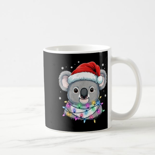 Taza De Café Christmas Lights Koala Santa Hat Cute Xmas Pajamas (Derecha)