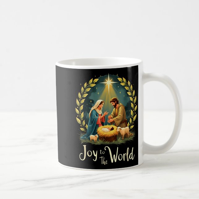 Taza De Café Christmas Nativity Christian Birth Of Jesus Joy To (Derecha)