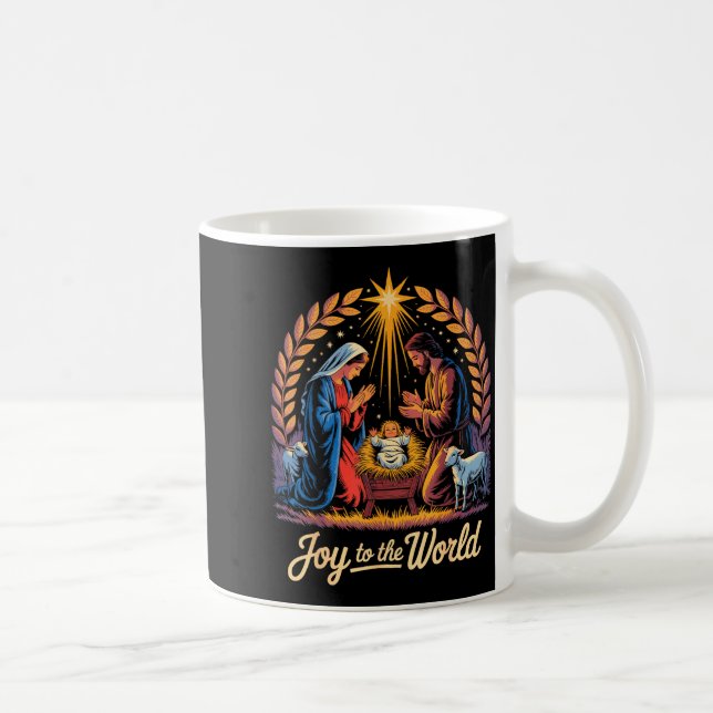 Taza De Café Christmas Nativity Christian Birth Of Jesus Joy To (Derecha)
