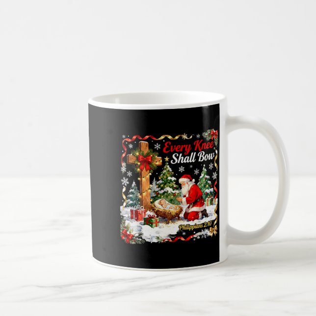 Taza De Café Christmas Nativity Scene Every Knee Shall Bow Sant (Derecha)