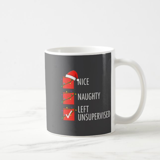 Taza De Café Christmas Nice Naughty Left Unsupervised Naughty O (Derecha)