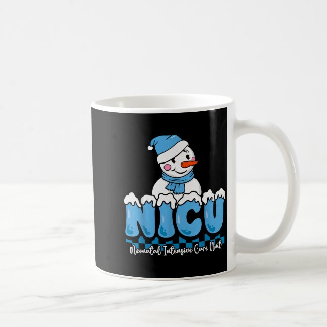 Taza De Café Christmas Nicu Snowman Neonatal Icu Nurse Squad Nu (Derecha)