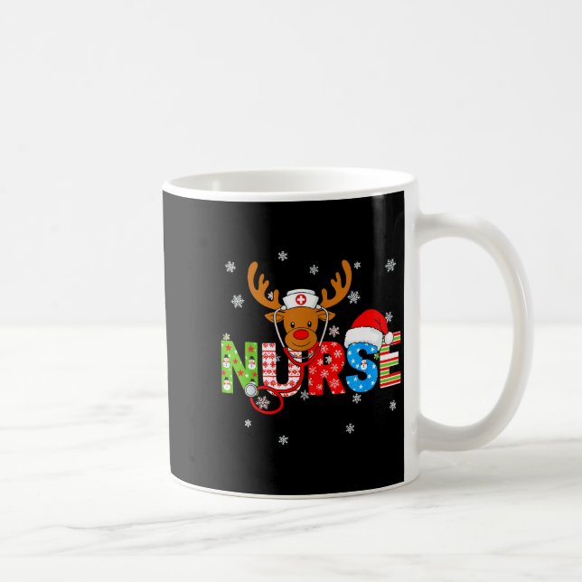 Taza De Café Christmas Nurse Stethoscope Santa Hat Reindeer Xma (Derecha)