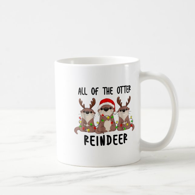 Taza De Café Christmas Otters Cute All Of The Otter Reindeer  (Derecha)