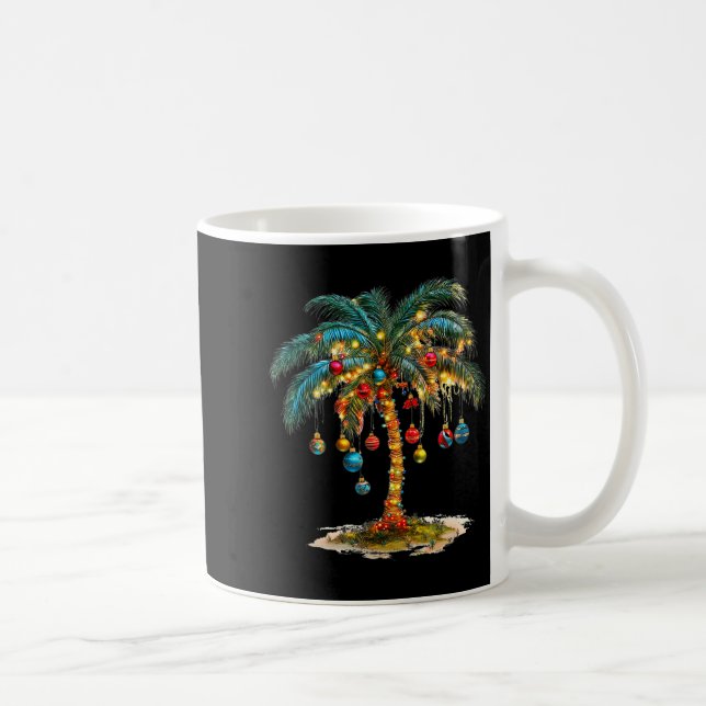 Taza De Café Christmas Palm Tree Women Funny Hawaiian Beach Tro (Derecha)