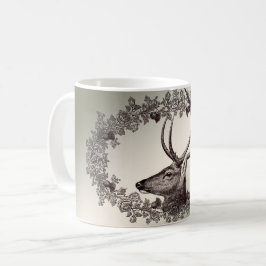 Taza De Café Christmas Party Floral Reindeer Golden Winter