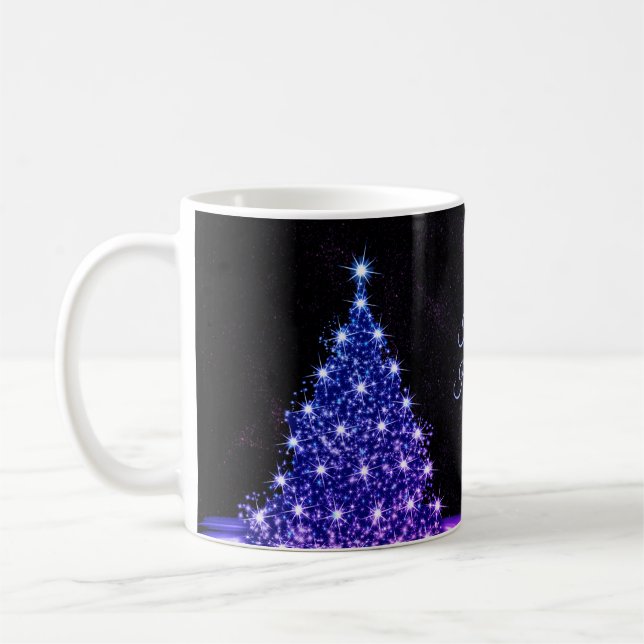 Taza De Café Christmas Party Pink Blue Tree Winter Black Rustic (Izquierda)