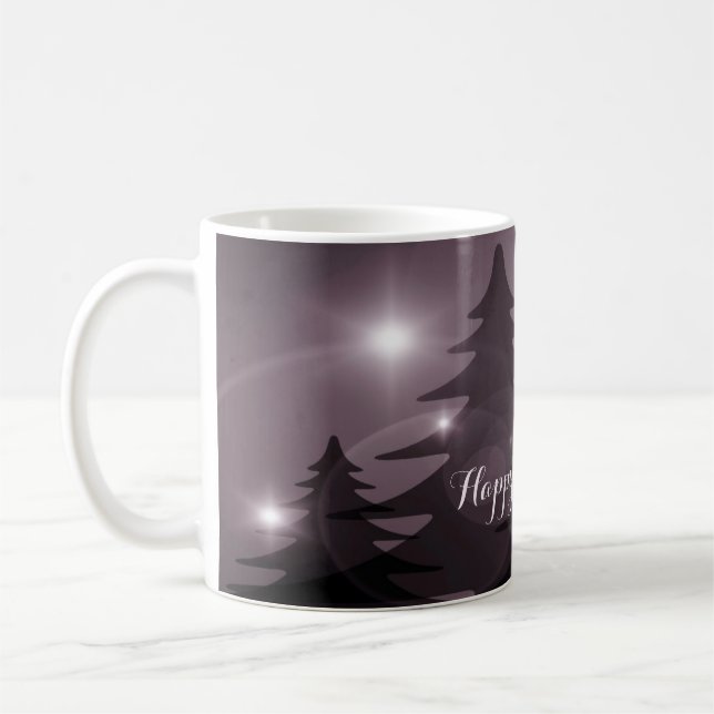 Taza De Café Christmas Party Pink Trees Holiday Winter Elegant (Izquierda)