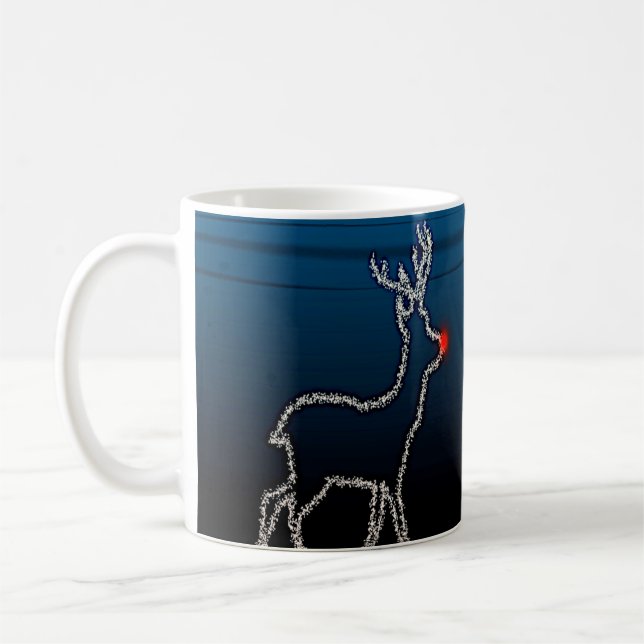 Taza De Café Christmas Party Reindeer Tree Blue Sky Shiny Stars (Izquierda)