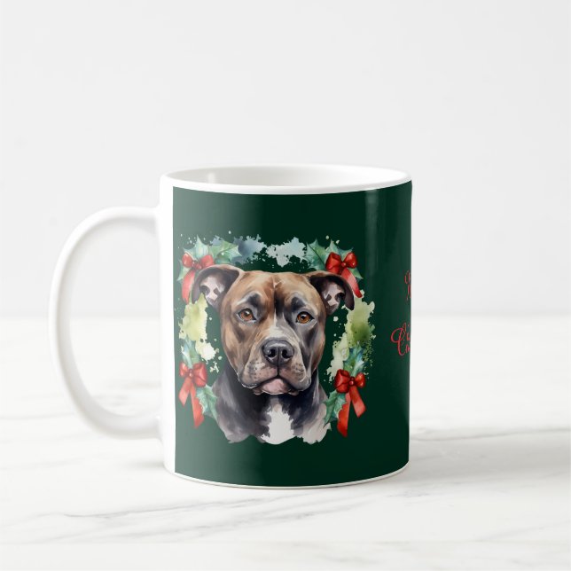 Taza De Café Christmas Pitbull (Izquierda)