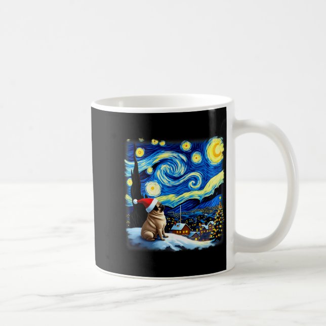 Taza De Café Christmas Pug Starry Night  (Derecha)