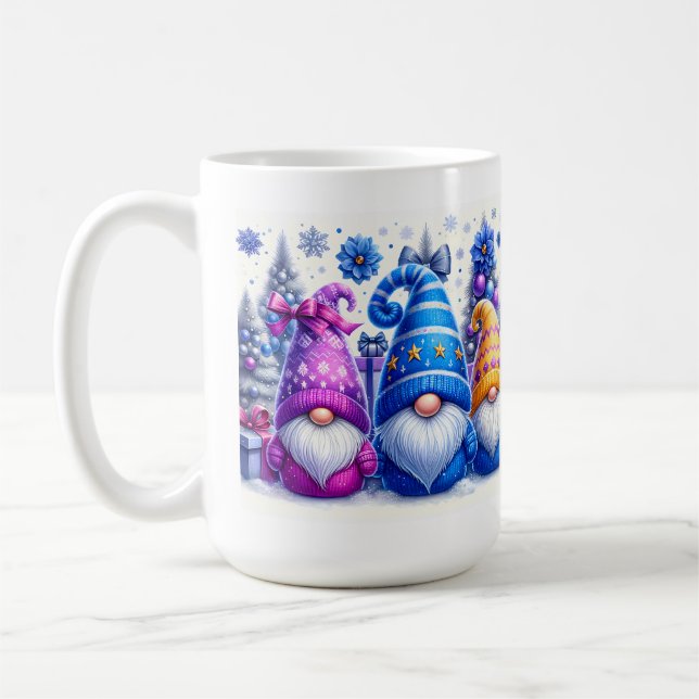 Taza De Café Christmas Purple & Blue Gnomes (Izquierda)