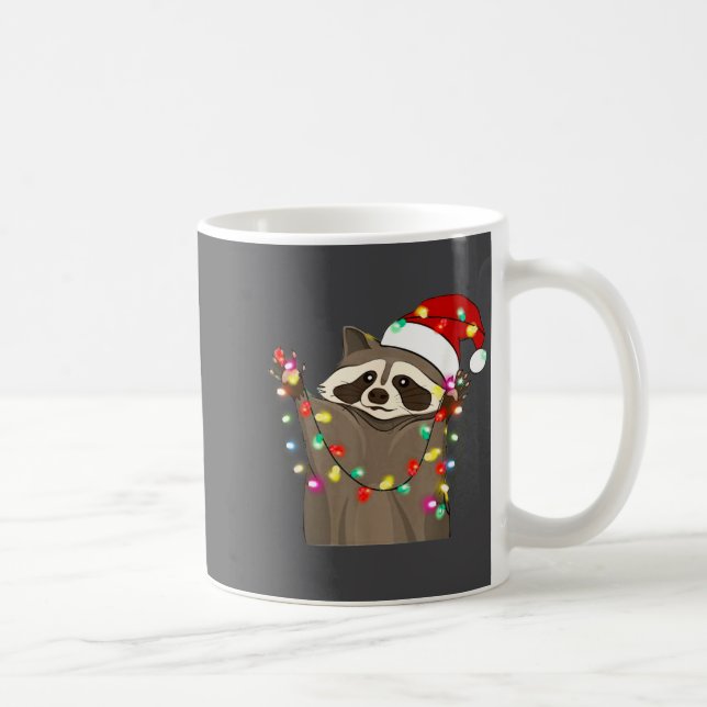 Taza De Café Christmas Racoon Swea,funny Christmas Lights Racco (Derecha)