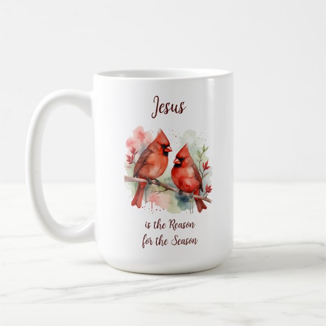 Taza De Café Christmas Red Cardinal Jesus Reason for Season (Izquierda)