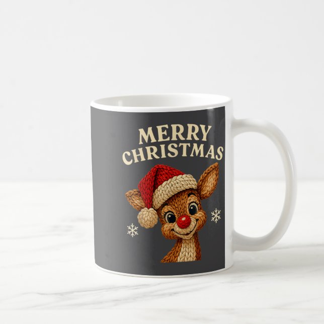 Taza De Café Christmas Reindeer Crochet Cute Merry Christmas Re (Derecha)