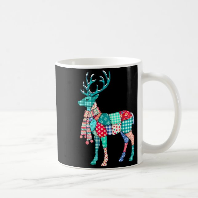Taza De Café Christmas Reindeer Patchwork Reindeer Men Women Ki (Derecha)