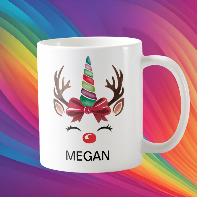 Taza De Café Christmas Reindeer Unicorn Horn Face (Christmas Reindeer Unicorn Horn Face Coffee Mug
)