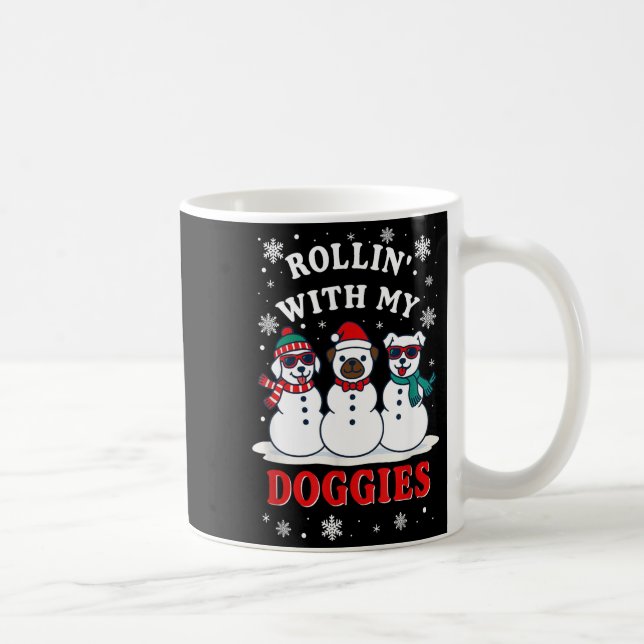 Taza De Café Christmas Rollin'with My Doggies Funny Gift Lover  (Derecha)