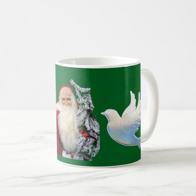 Taza De Café Christmas Santa and Doves  (Anverso derecho)