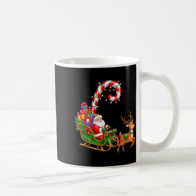 Taza De Café Christmas Santa Claus Riding Reindeer Lights Men W (Derecha)