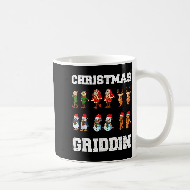 Taza De Café Christmas Santa Claus Snowman Reindeer Griddy Grid (Derecha)