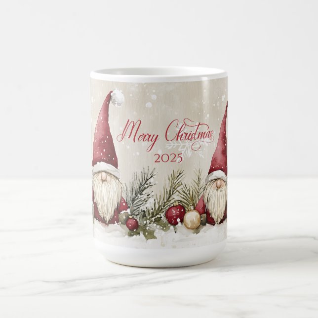 Taza De Café Christmas Santa Gnomes, Pine, Berries | (Centro)