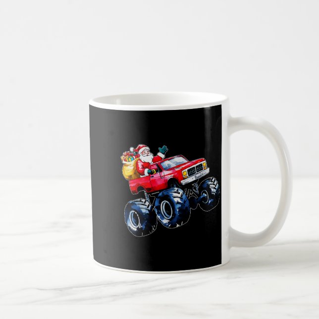 Taza De Café Christmas Santa Monster Truck Xmas Boys Kids Toddl (Derecha)