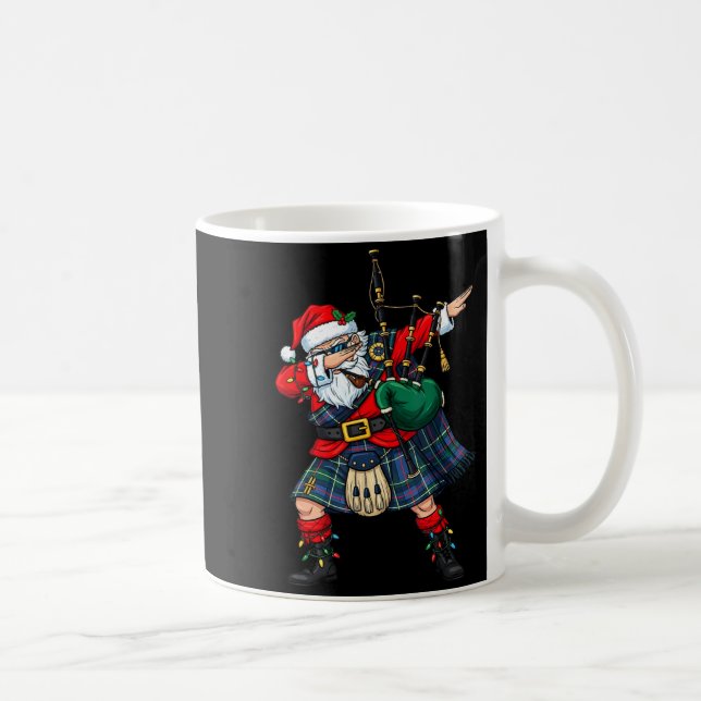 Taza De Café Christmas Santa Playing Scottish Bagpes Funny Holi (Derecha)