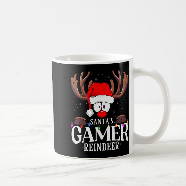 Taza De Café Christmas Santa's Gamer Reindeer Matching X-mas  (Derecha)