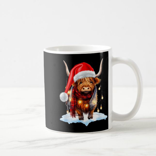 Taza De Café Christmas Scottish Highland Cow Wrapped In Christm (Derecha)