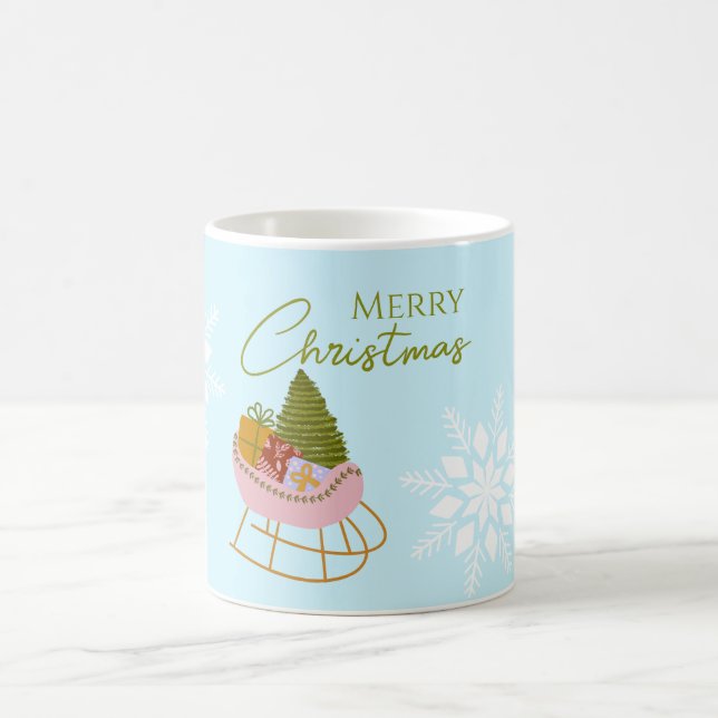 Taza De Café Christmas sleigh with gifts, tree Holiday Gift (Centro)