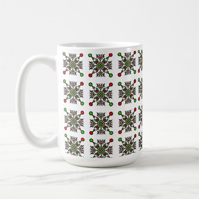 Taza De Café Christmas Snowflake Mandala (Izquierda)