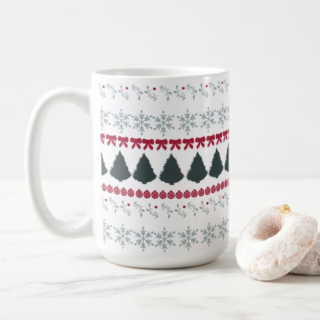 Taza De Café Christmas Snowflakes and Trees (Con donut)