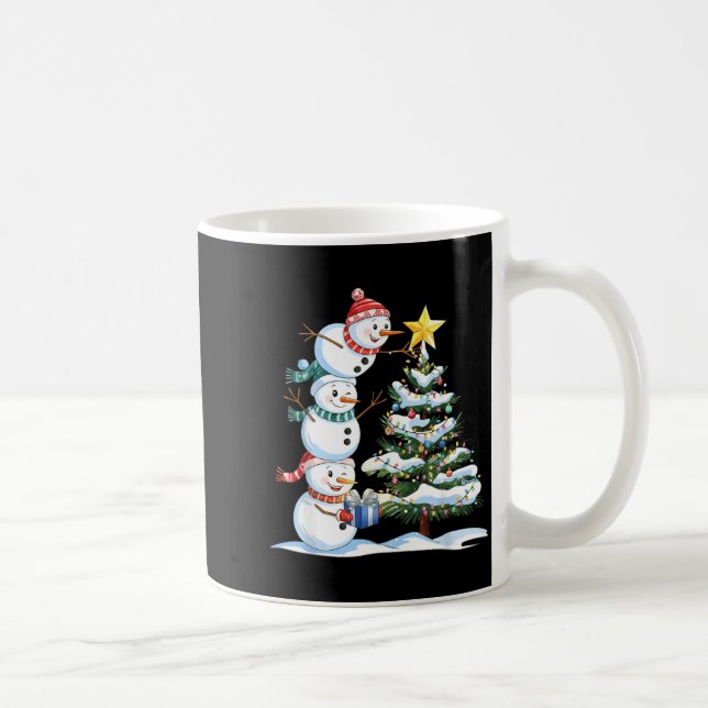 Taza De Café Christmas Snowman Christmas Tree Funny Snowman Lov (Derecha)