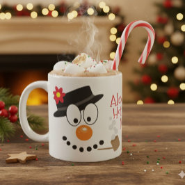 Taza De Café Christmas Snowman Personalize Fun Hot Cocoa or