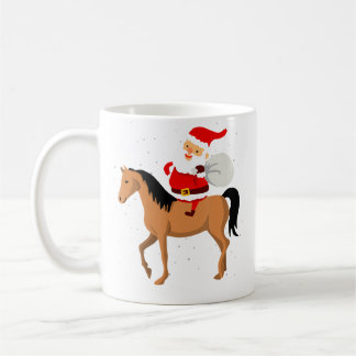 Taza De Café Christmas Snowy Santa Riding Horse Xmas Ugly