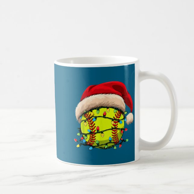 Taza De Café Christmas Softball Xmas Santa Srts Hat Mens Womens (Derecha)