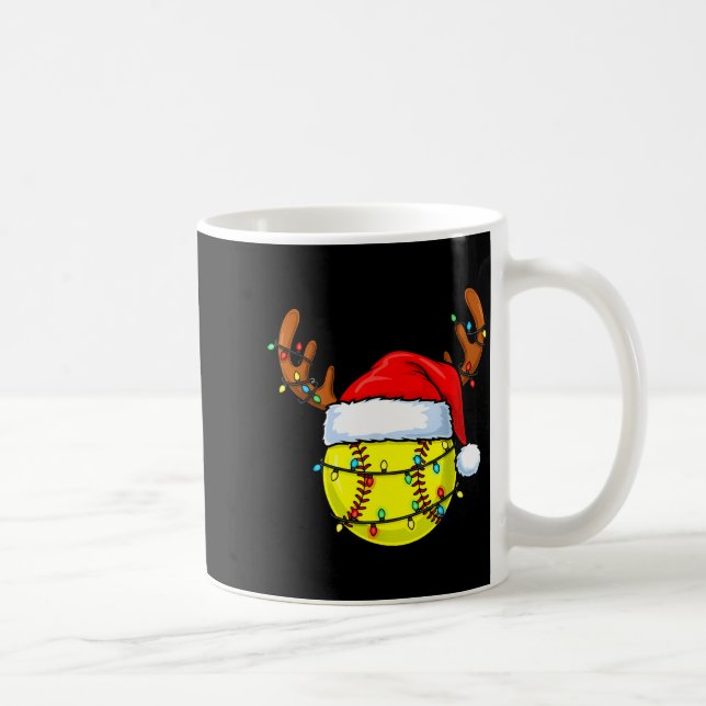 Taza De Café Christmas Softball Xmas Santa Srts Hat Mens Womens (Derecha)