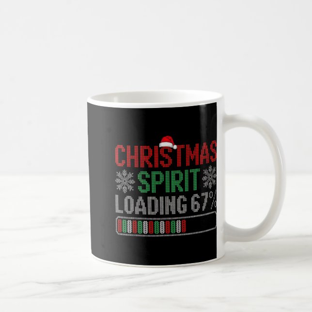 Taza De Café Christmas Spirit Loading 67% 67 Meme Six Seven Men (Derecha)