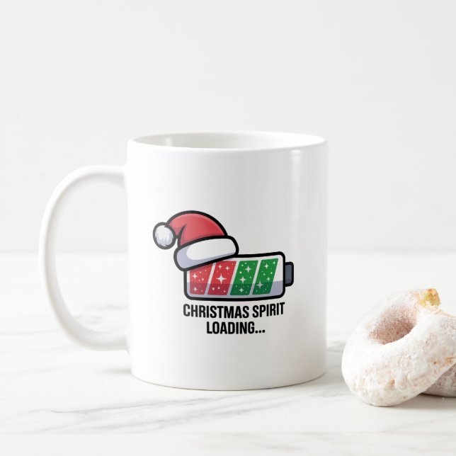 Taza De Café Christmas Spirit Loading Funny Holiday  (Con donut)